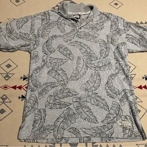 Tommy Bahama Mens Big&Tall (Small) Gray Polo Shirt Hibiscus Flowers